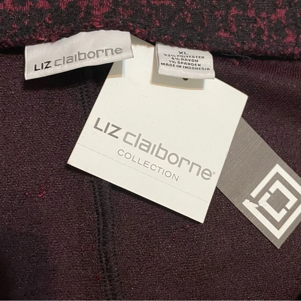 NWT Liz Claiborne Black and Pink Knee-Length Pencil Skirt